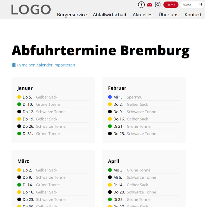 Weblication® CityWeb: Abfallwirtschaft