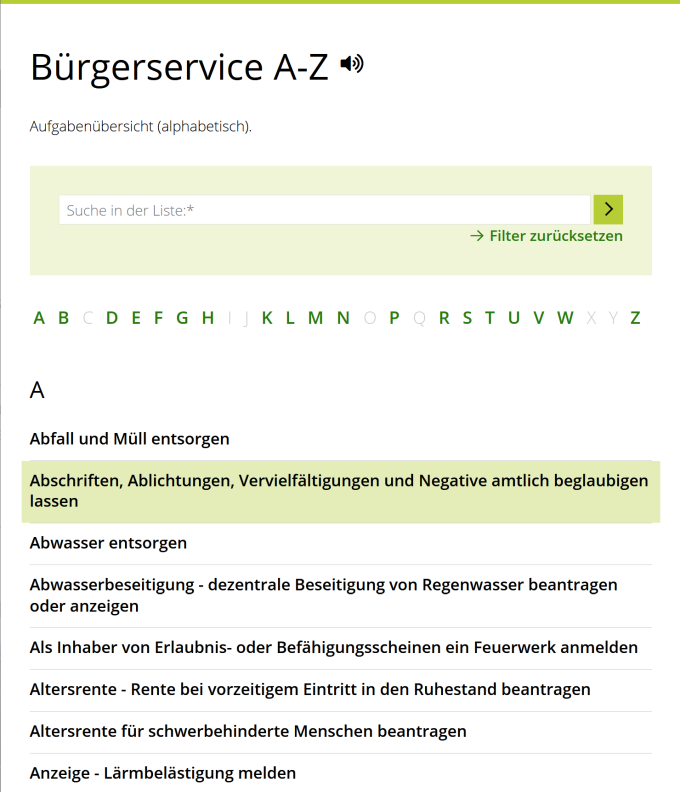 Weblication® CityWeb: Bürgerservice Dienstleistungen
