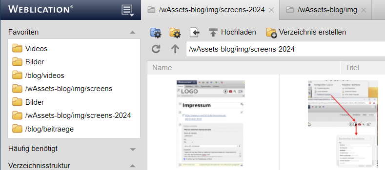 Dateiverwaltung: Mehrere Tabs öffnen 
