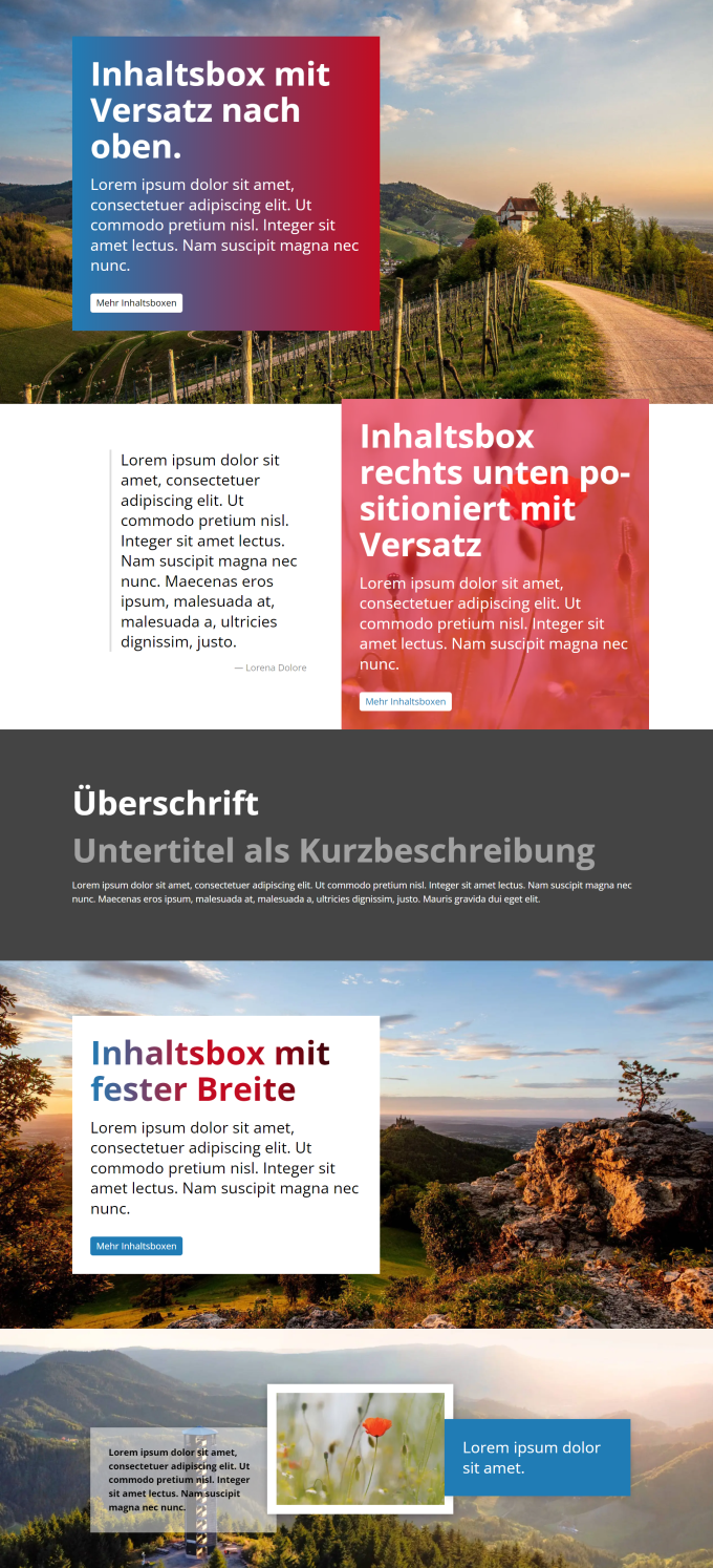 Design: Inhaltsboxen positionieren