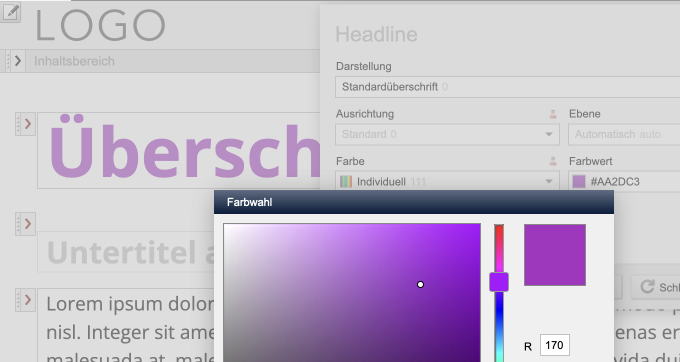 Überschrift: Direkte Farbauswahl über neue CSS-Only Variante
