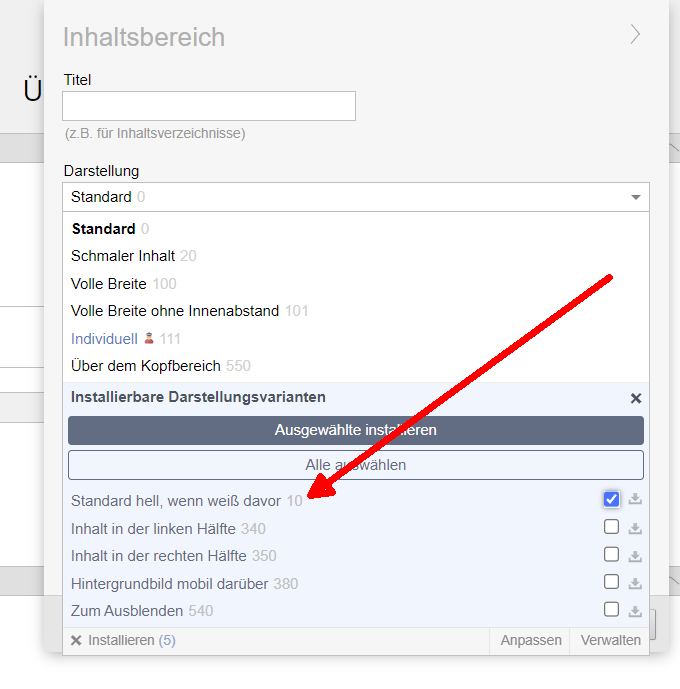 Als Hauptvariante definieren