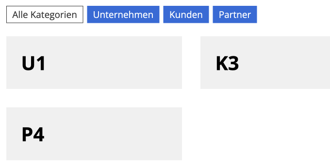 Inhaltsboxen nach Kategorien filtern - Webseitenansicht