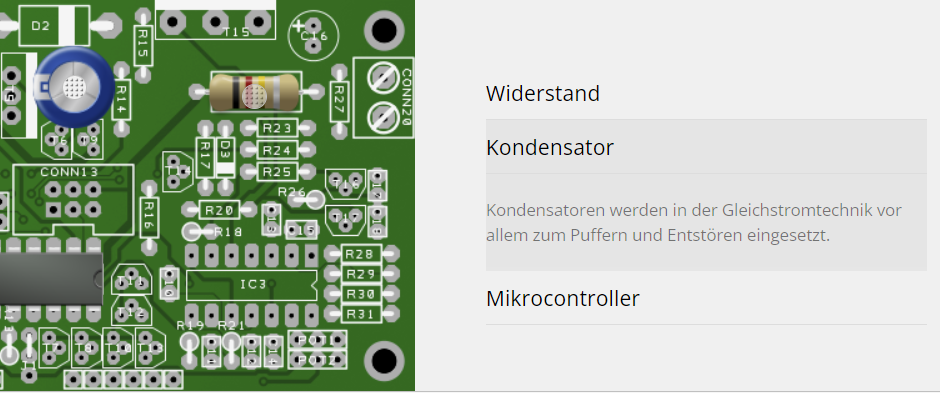 Interaktive ImageMap, Erklärbild mit Akkordeon-Funktion