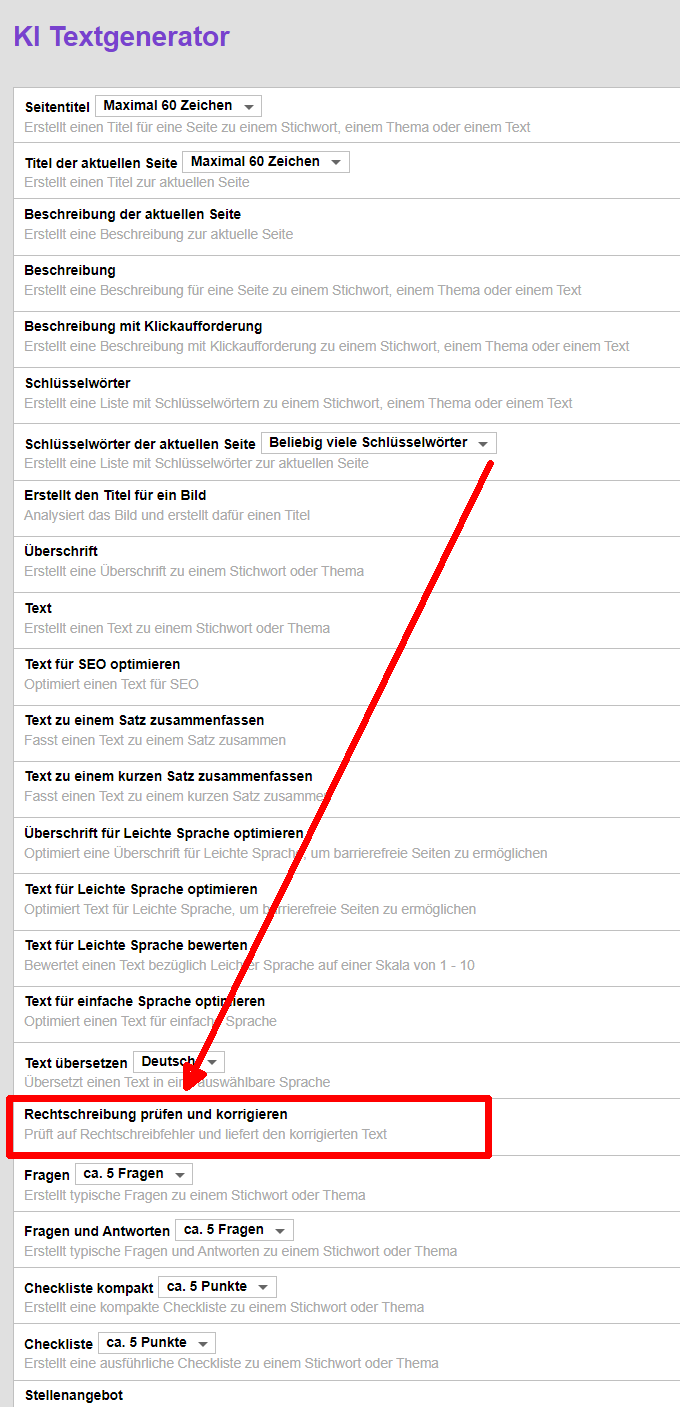 KI-Modul nun mit Rechtschreibprüfung