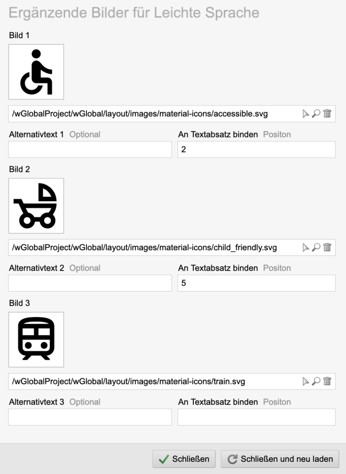 Leichte Sprache - Fliesstext: Ergänzende Bilder an Textabsätze binden