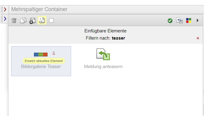 Element Meldung anteasern