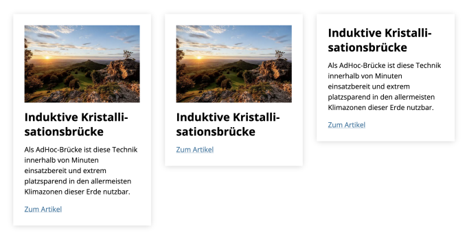 Verschiedene Darstellungen von angeteaserten Meldungen