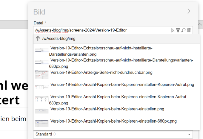 Version 19: Echtzeitvorschau im Editor auf noch nicht installierte Darstellungsvarianten