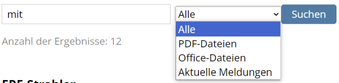 Volltextsuche Suchfilter als Auswahlbox anzeigen