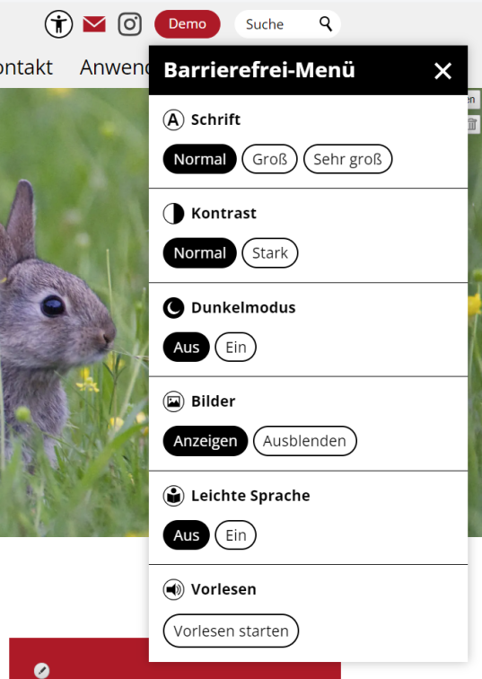 Barrierefrei-Menü
