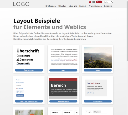 Layout Beispiele in coredemo.de