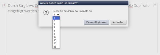 Duplizieren von Elementen mit Angabe der Anzahl Kopien