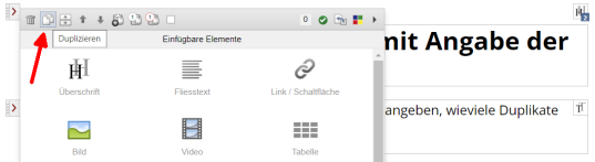 Aufruf Duplizieren von Elementen
