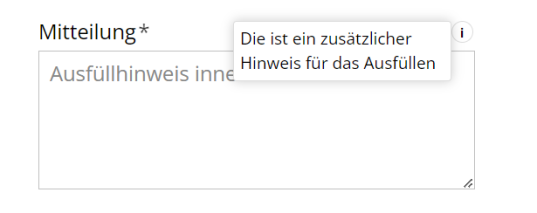 Darstellung der Hinweise per Icon und innerhalb des Feldes