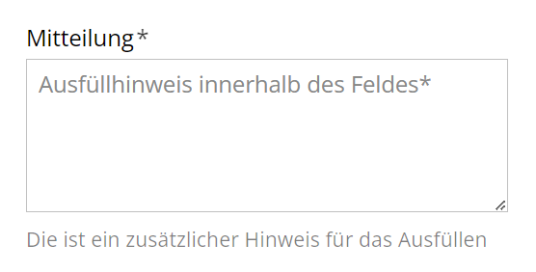 Darstellung der Hinweise unter dem Feld und innerhalb des Feldes