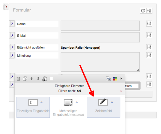Formulare: Element Zeichnenfeld einbinden