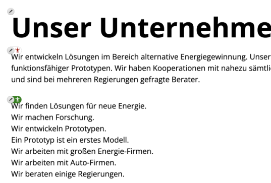 Quick-Edit-Bearbeiten-Icon zeigt, ob bereits Text in Leichter Sprache hinterlegt ist