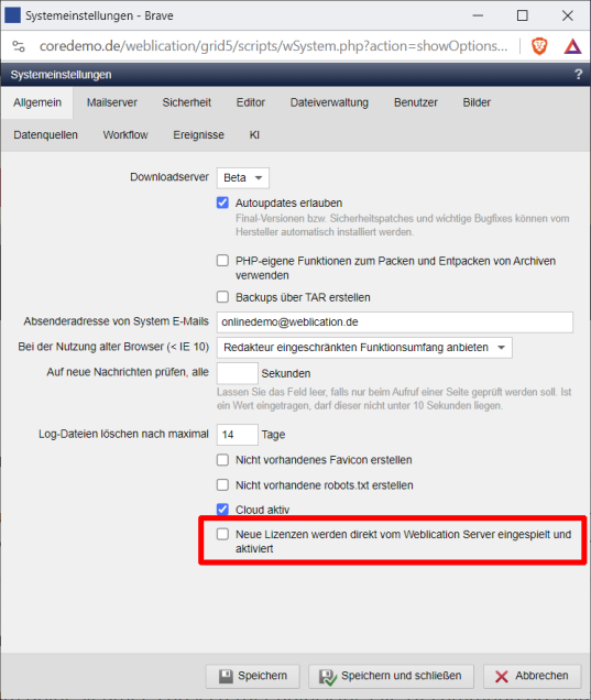 Neue Lizenzen automatisch einspielen