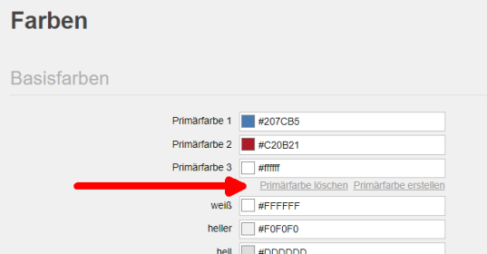 IDE: Primärfarben per Maske erstellen und löschen