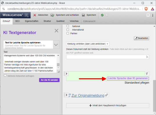 Leichte Sprache in separatem Pflegefeld pflegen