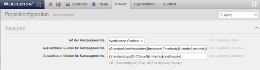 Web-Statistik: Bei Kampagnenlinks auch Werte für Medien festlegen