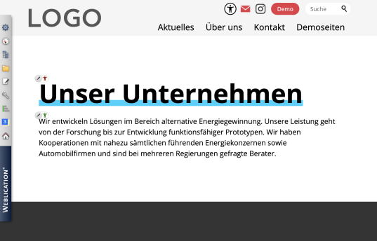 Anzeige des Status der Leichte-Sprache-Übersetzung neben Texten und Überschriften
