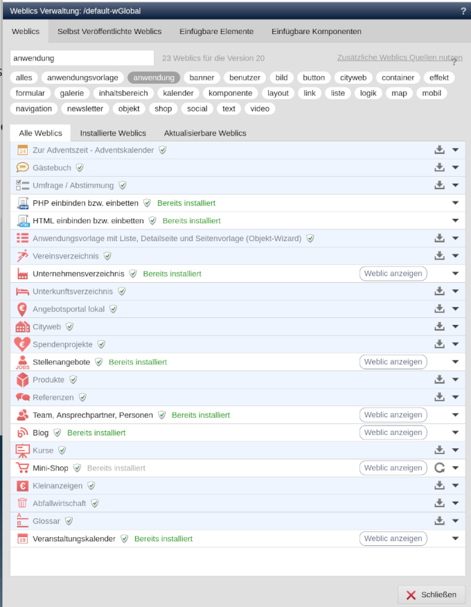 Anwendungen mit Weblication®