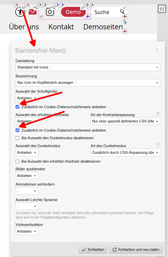Barrierefrei Einstellungen für Cookie-Banner Barrierefrei Einstellungen für Cookie-Banner