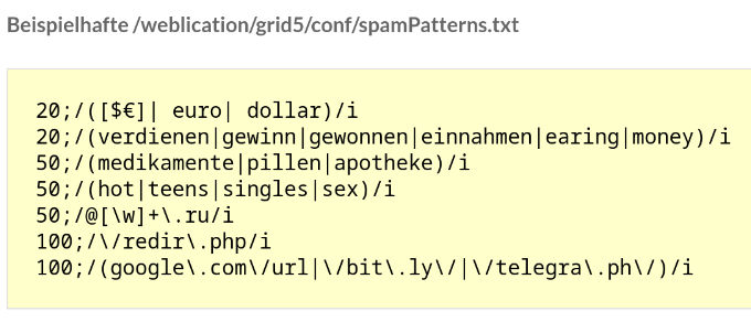 Beispielhafte spamPatterns.txt