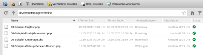 Dateiverwaltung: Veranstaltungen
