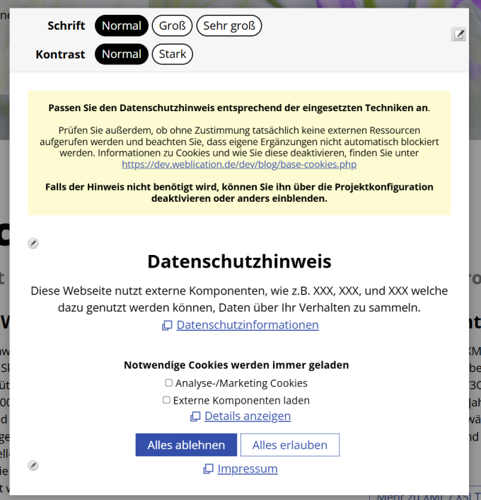 Barrierefrei Einstellungen bereits im Cookie-Banner abfragen Barrierefrei Einstellungen bereits im Cookie-Banner abfragen