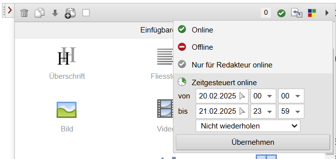 Elementen zeitgesteuert offline / online schalten