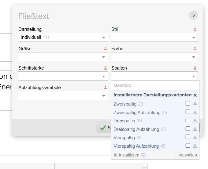 Fliesstext: Dreispaltige Aufzählung Fliesstext: Dreispaltige Aufzählung