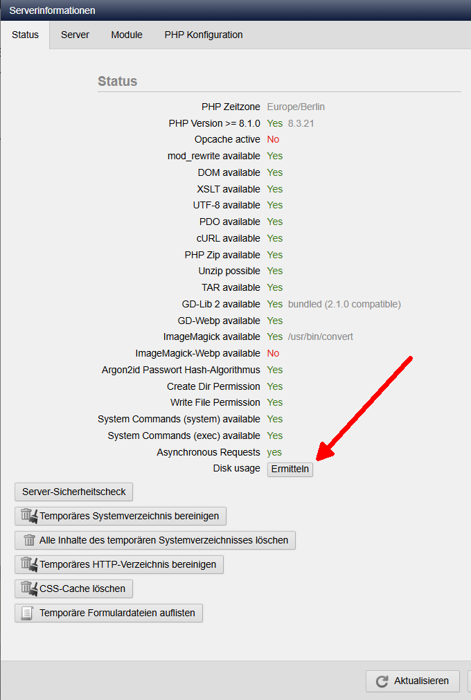 Belegten Speicherplatz auf Webspace ermitteln über Weblication®