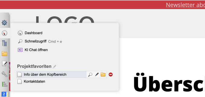 Einblender: Globale Info über dem Kopfbereich