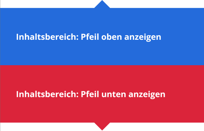 Inhaltsbereich Pfeil am oberen oder unteren Rand