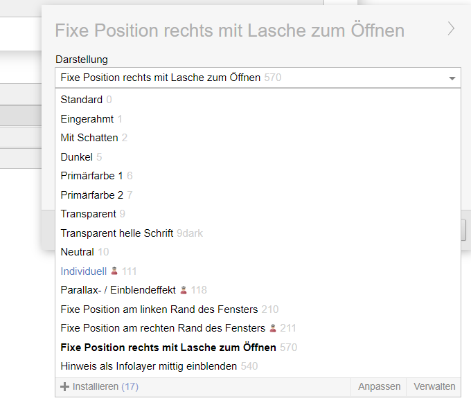 Inhaltsbox: Einblender am linken oder rechten Rand
