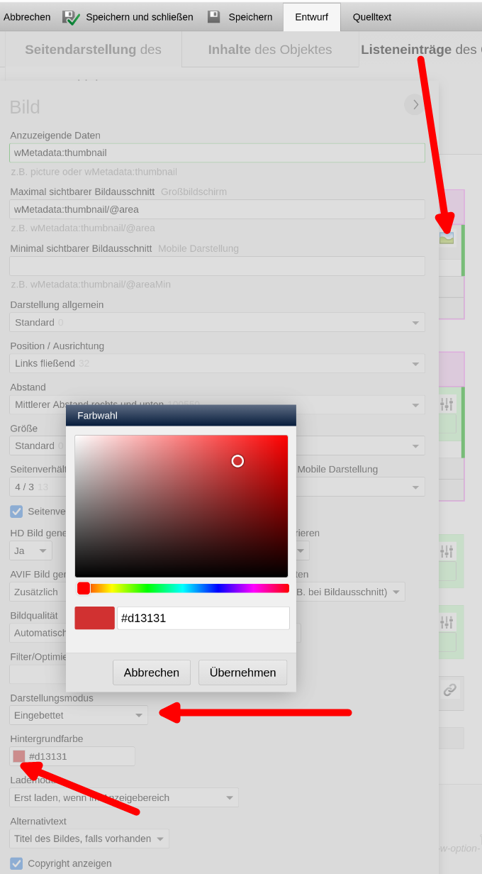 Objekt-Wizard Hintergrundfarbe des Bildes einstellen