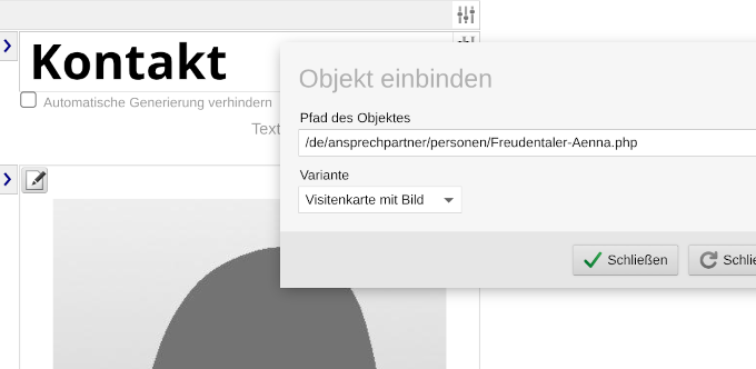 Objektdaten einbinden Objektdaten einbinden