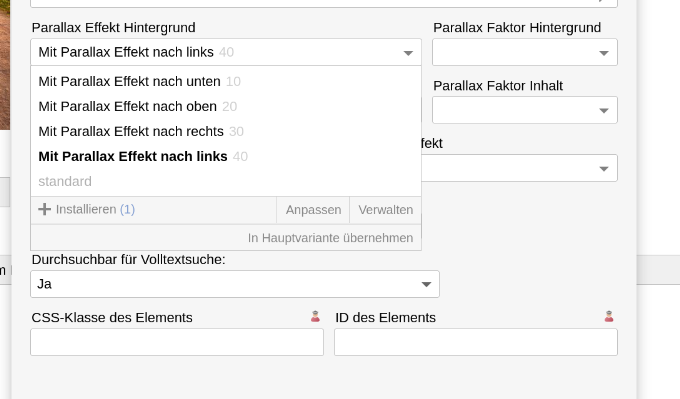 Bilder anzeigen mit Parallax Effekt nach links und nach rechts