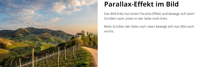 Bilder anzeigen mit Parallax Effekt nach links und nach rechts