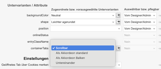 Einstellung in CSS-Only: Tabs in mobiler Ansicht scrollen