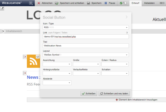 RSS-Feed  in Seite anbieten