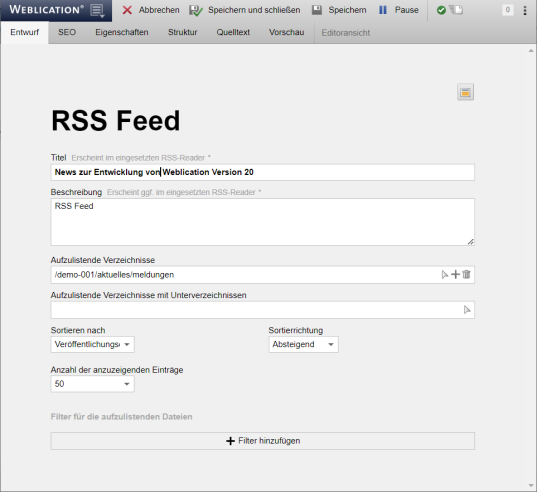 RSS-Feed  konfigurieren