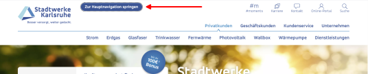 Über Drücken der TAB-Taste wird eingeblendet: "Zur Navigation springen"