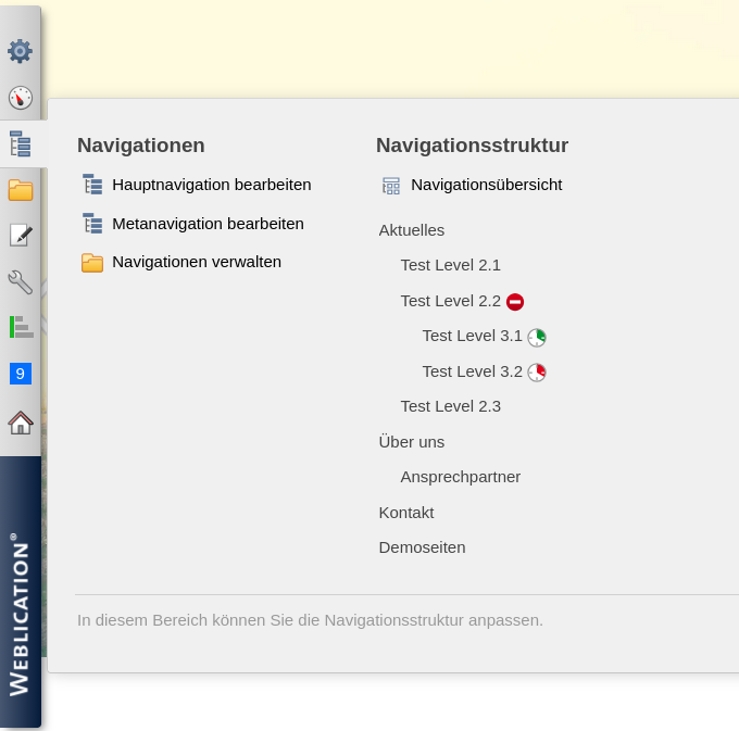 Version 21: Panel: Online-/Offline-Status in Navigationsanzeige sichtbar