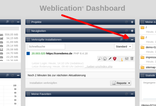 Dashboard-Widgets per Drag&Drop positionieren