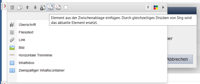 Ersetzen des ausgewählten Elements durch Drücken Strg