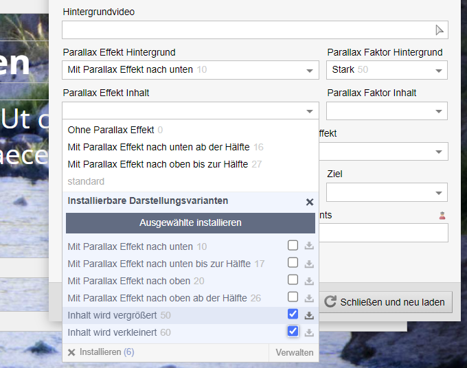 Inhaltsbox: Einblend- und Parallaxeffekte-Inhalte größer/kleiner